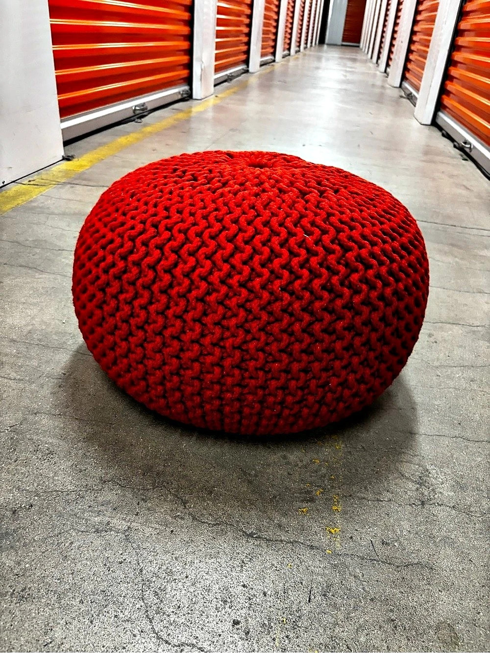 Red Textured Pouf - Picture 2 of 4